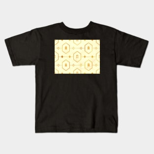 Gold Turtle Pattern on Light Marble Kids T-Shirt